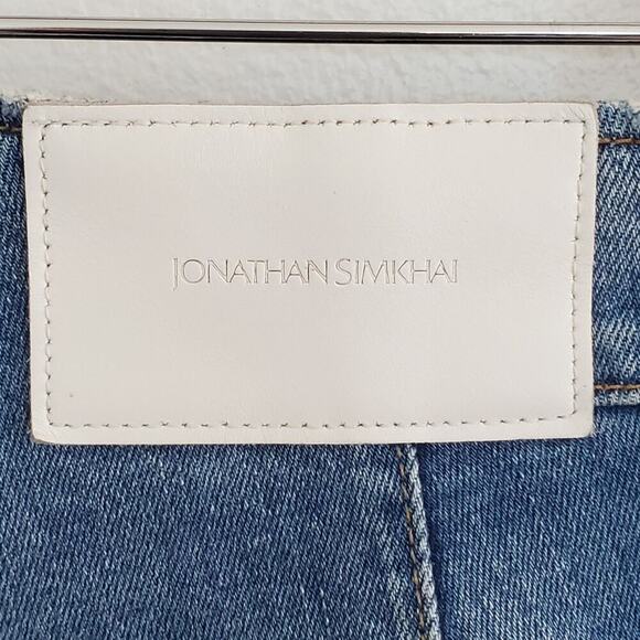 Jonathan Simkhai Payton Denim Cargo Jeans Mid Rise Straight Leg Zipper Hem - Picture 8 of 16